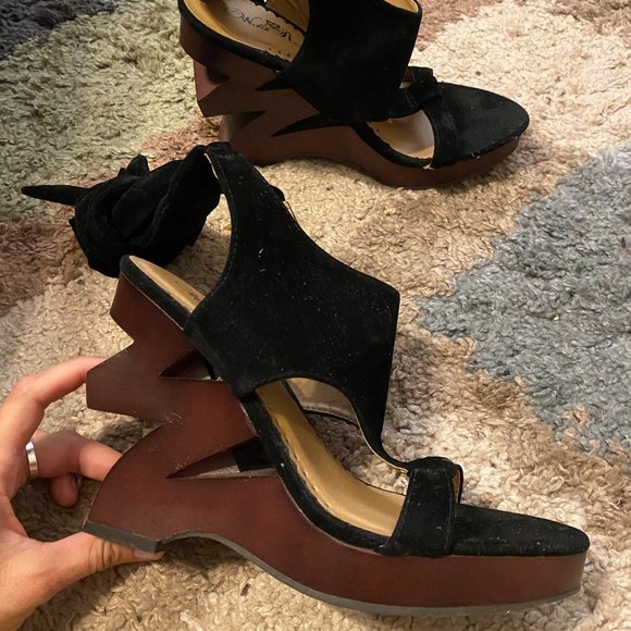 Wild Rose zig zag HEEL heels shoes BALLERINA 7.5 - Picture 2 of 5